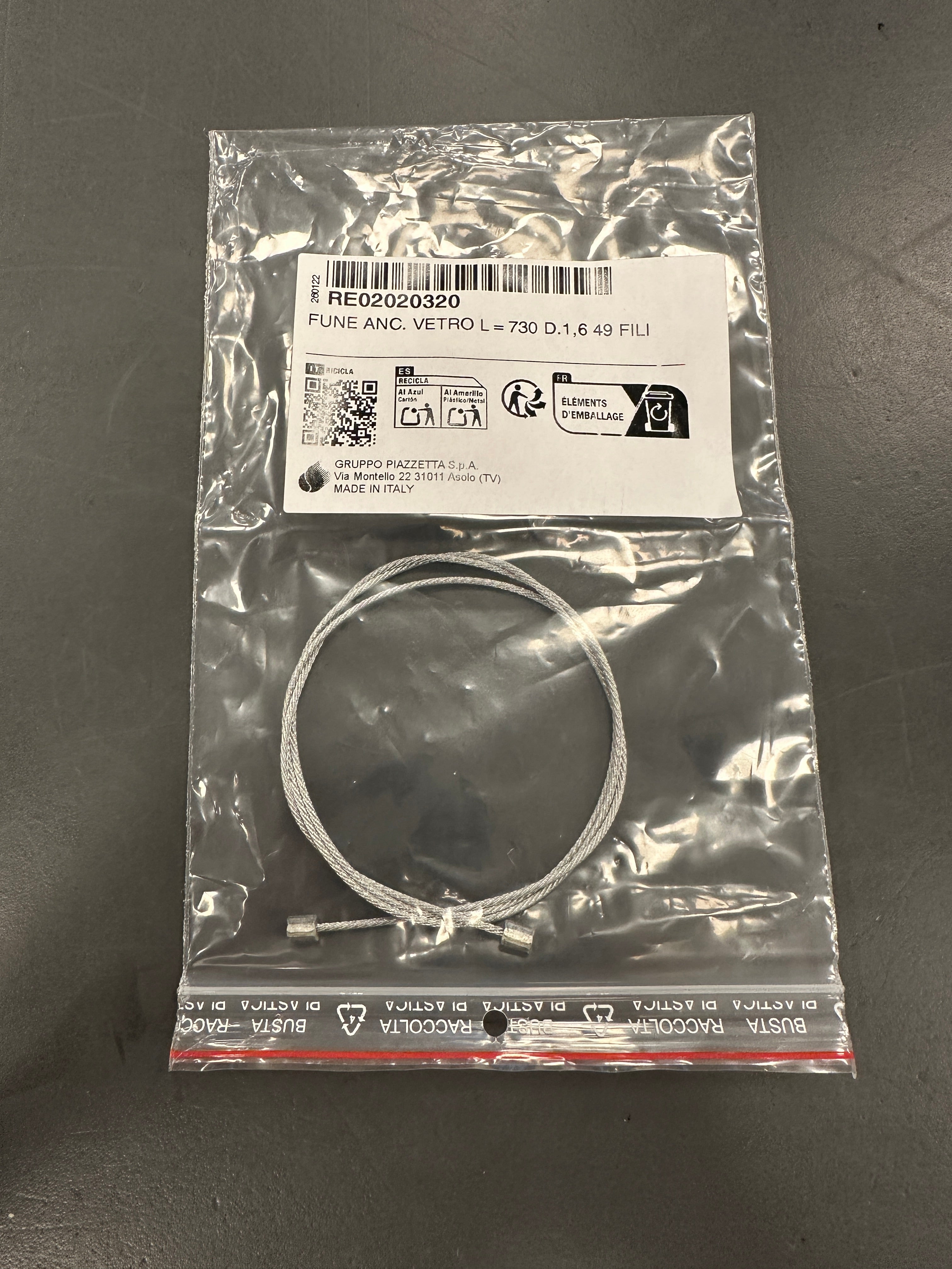 Cordino Piazzetta da 730mm per accessori e ricambi, in corda resistente, prodotto originale Piazzetta.