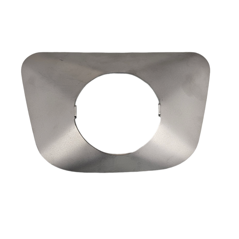 Deflettore Piazzetta P220 in acciaio, accessori e ricambi per stufe e caldaie, con dettagli sul design e materiali.