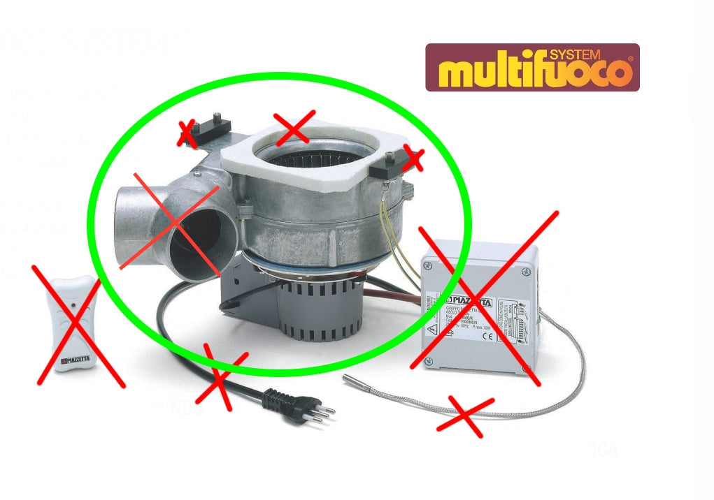 Ventilatore del sistema Multifuoco Piazzetta, accessori e ricambi per riscaldatori, con dettagli visibili in immagine