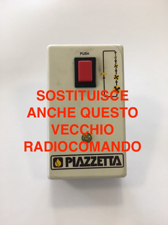 Telecomando Piazzetta Multifuoco a 1 tasto, accessori e ricambi per riscaldatori Piazzetta, con pulsante singolo e design compatto.