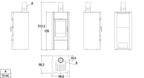 Stufa a legna Piazzetta E 530 Steel con porta in vetro e corpo in acciaio, design moderno e funzionale.