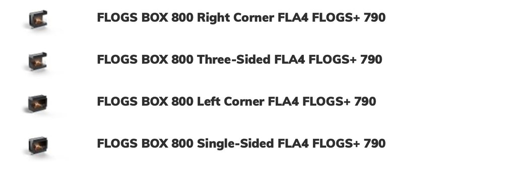 Camino a bioetanolo Planika FLOGS Box con bruciatore standard, design moderno e frontale, modello FLOGS 800 con bruciatore FLOGS 790