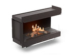 Caminetto a bioetanolo Planika FLOGS Box con bruciatore standard, design frontale, in stile moderno e compatto.