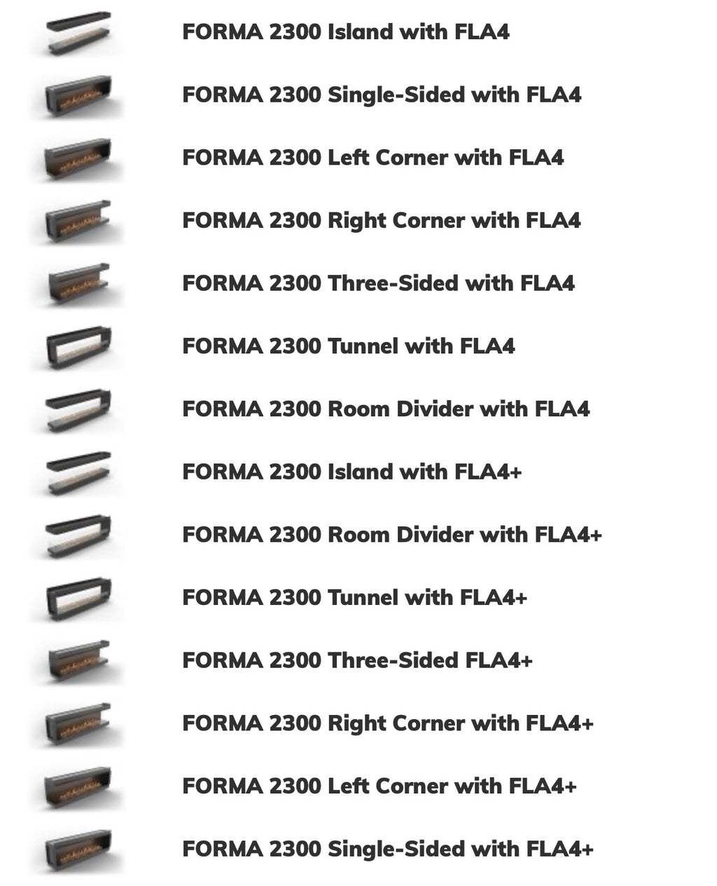 Camino a bioetanolo Planika Forma con FLA4, focolare frontale e bruciatore da 590 ml, design moderno e elegante.