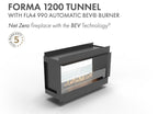 Camino a bioetanolo Planika Forma con bruciatore Prime Fire 2.0, design moderno e frontale, in ambiente domestico.