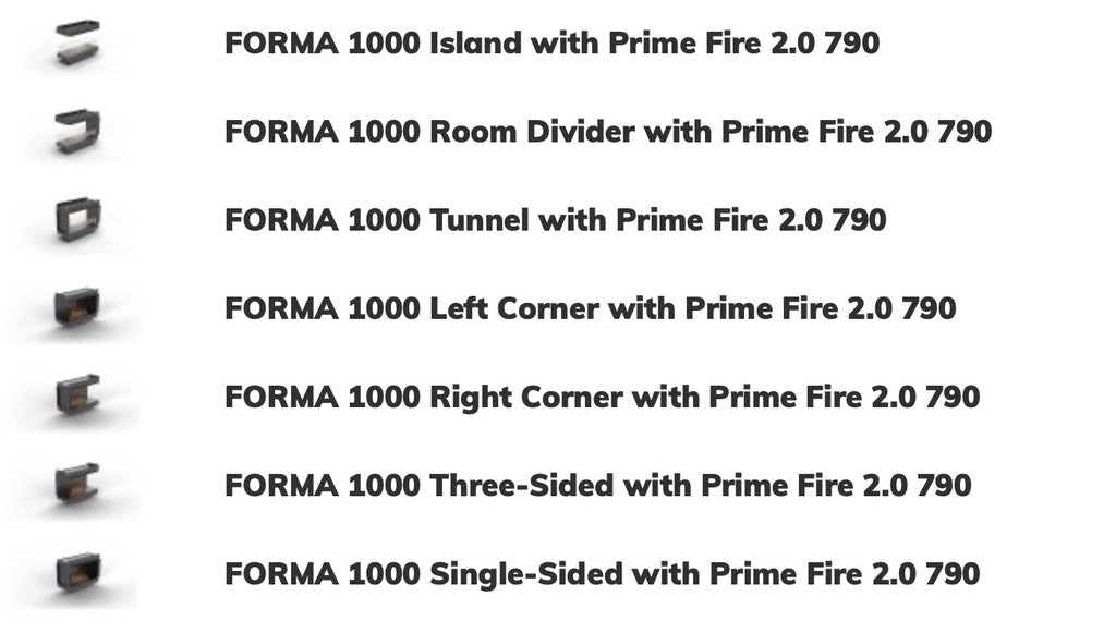 Caminetto a bioetanolo Planika Forma con Prime Fire 2.0, combustione frontale e design elegante.