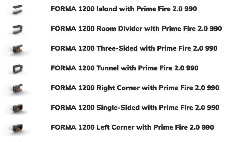 Camino a bioetanolo Planika Forma con Prime Fire 2.0, combustione frontale e design moderno per ambienti eleganti.