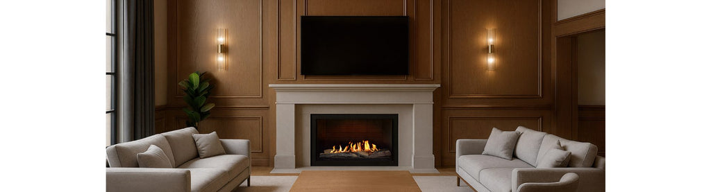 Camino a bioetanolo Planika Neo Fireplace, frontale con design moderno e fiamma visibile, decorativo e senza canna fumaria.