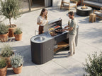 Cucina da esterno Planika OVO GL con barbecue in acciaio, ideale per cene all'aperto e grigliate.