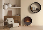Stufa a bioetanolo Planika Bubble con design moderno e vetro trasparente, ideale per riscaldare con stile.