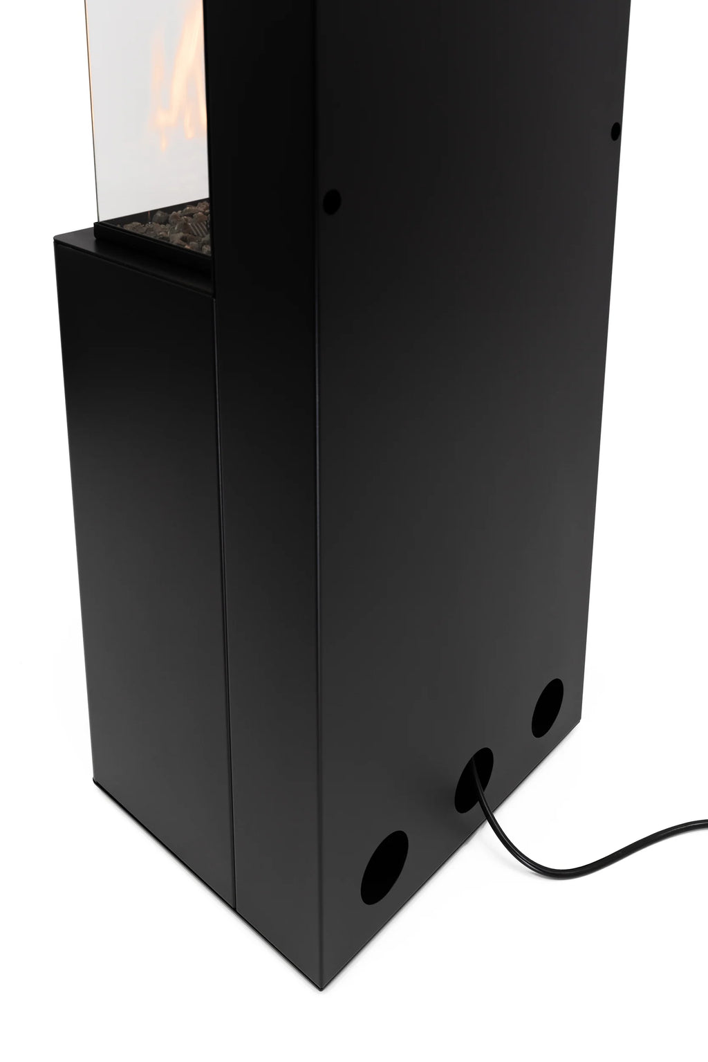 Stufa a bioetanolo Planika Arcticon nera con design moderno, ideale per riscaldare e decorare gli ambienti interni.