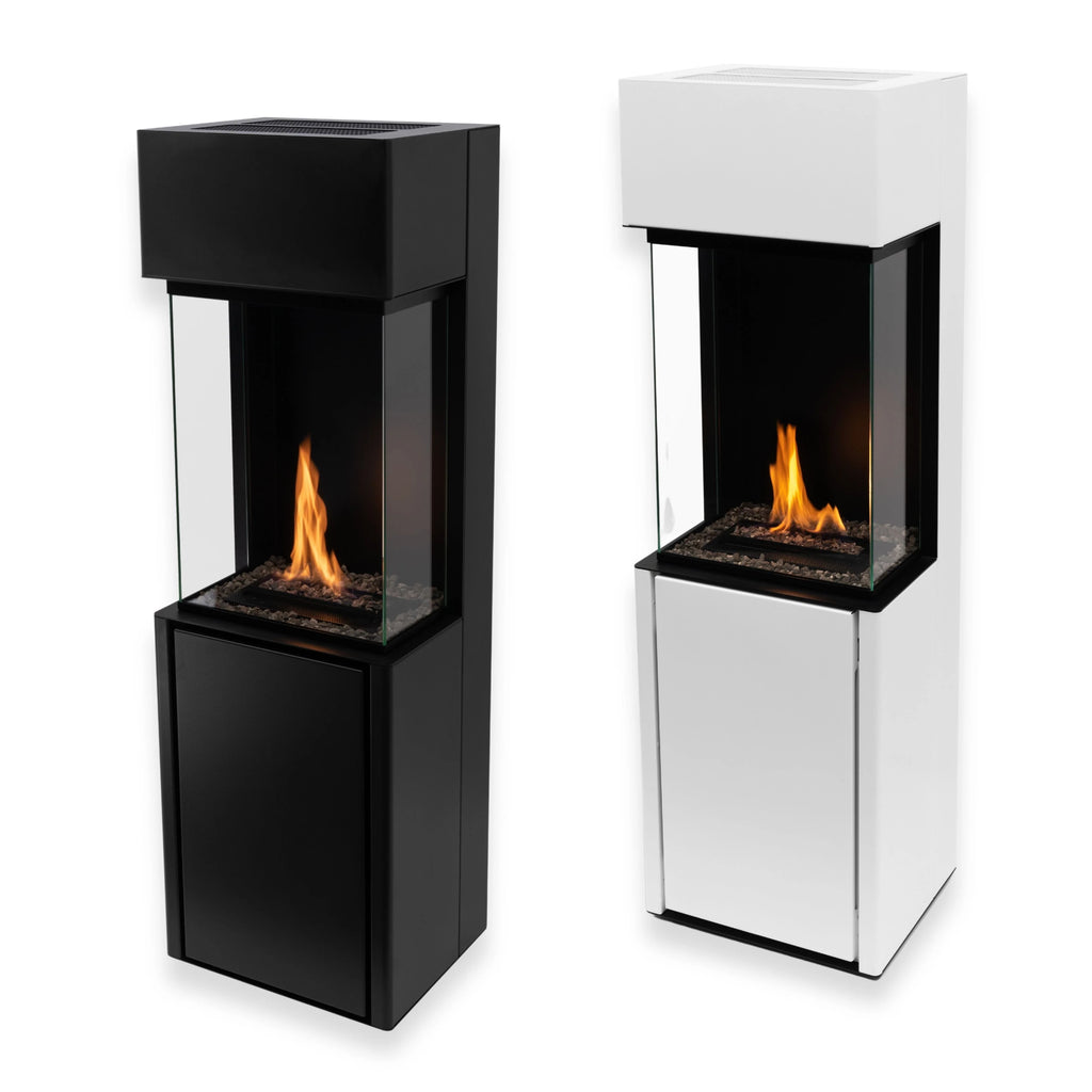 Stufa a bioetanolo Planika Arcticon nera, design moderno e compatto, ideale per riscaldare ambienti con stile e sicurezza
