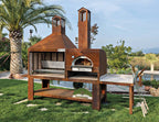 Barbecue a legna Vulcano Fire Serie TF monoblocco con forno nero, senza griglia né mensole laterali, in acciaio resistente