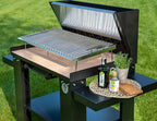 Barbecue a legna Vulcano Fire Serie Q Grande senza griglia, in acciaio, con superficie nera e design robusto.