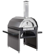 Forno a legna Vulcano Fire Pizza Piccolo in grigio, compatto e ideale per cucinare pizza tradizionale all'aperto.