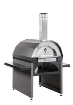 Forno a legna Vulcano Fire Pizza Piccolo in grigio, compatto e ideale per cene di pizza all'aperto.
